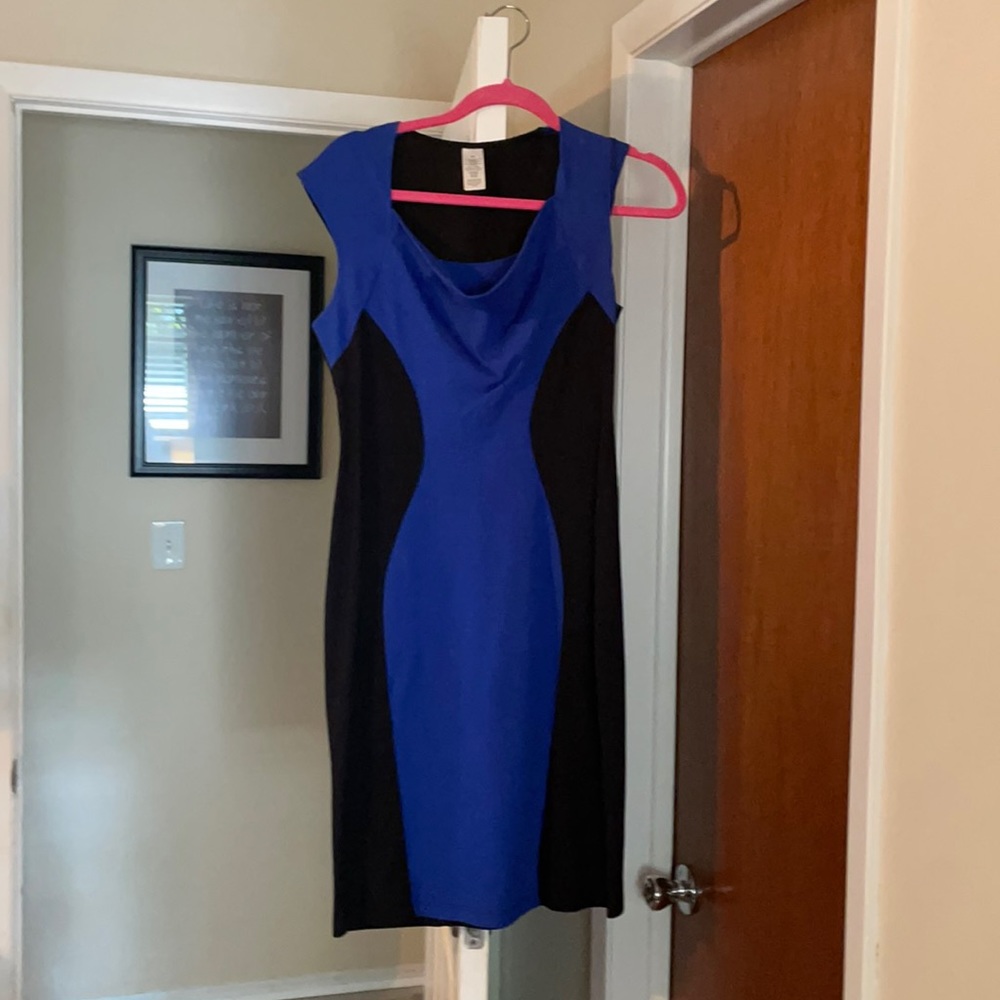 Blue and black curvy dress
